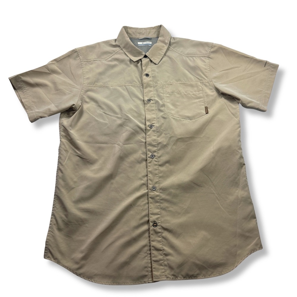 Columbia Silver Ridge Shirt Short Sleeve Hiking Utility Mens Tan Medium M